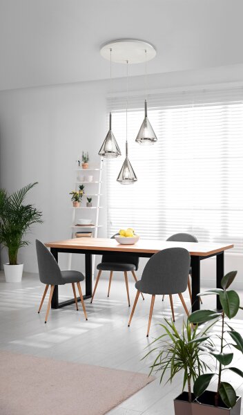 Pendelleuchte Rauchglas E27 Weiß L:52 cm blendarm