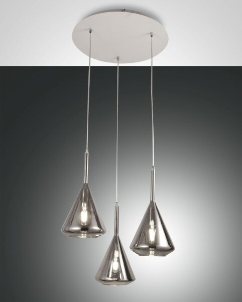 Pendelleuchte Rauchglas E27 Weiß L:52 cm blendarm