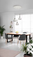 Pendelleuchte Rauchglas E27 Wei&szlig; L:52 cm blendarm