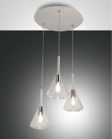 H&auml;ngelampe Glas Metall E27 Wei&szlig; L:52 cm dekorativ
