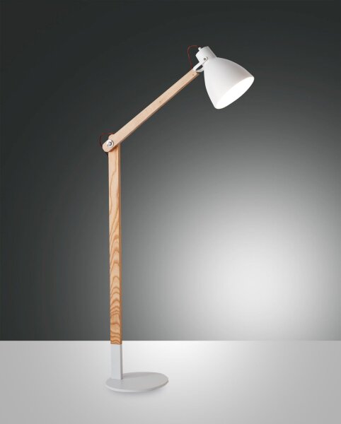 Stehleuchte Holz Skandi E27 Weiß H:180 cm verstellbar