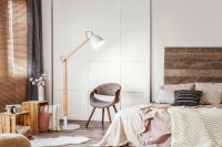 Stehleuchte Holz Skandi E27 Wei&szlig; H:180 cm verstellbar