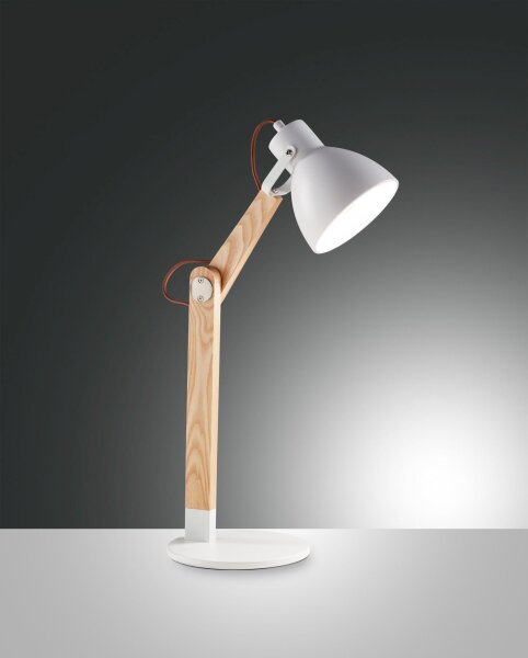 Tischleuchte Holz E27 Weiß 73 cm verstellbar dekorativ