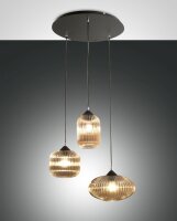 H&auml;ngelampe Bernstein E27 Glas rund &Oslash;50 cm Schwarz
