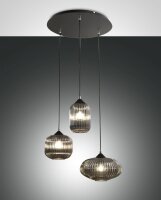 Pendelleuchte Rauchglas E27 blendarm &Oslash;50 cm Schwarz