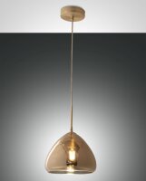 H&auml;ngelampe Bernstein E27 Glas Metall &Oslash;25 cm rund
