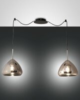 Pendelleuchte Chrom E27 Glas Metall Schwarz L:700 cm