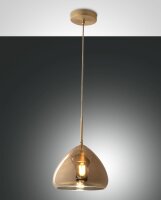H&auml;ngelampe Bernstein E27 Glas Metall &Oslash;35 cm rund