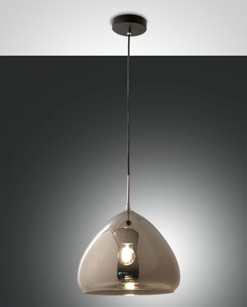 Pendelleuchte Chrom E27 Glas blendarm Ø35 cm Schwarz