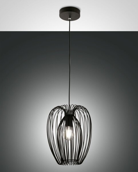 Pendelleuchte Schwarz Metall E27 Ø25 cm rund Modern