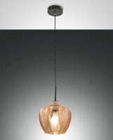 Pendelleuchte Bernstein E27 Glas rund Ø25 cm Schwarz
