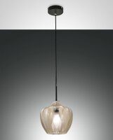 H&auml;ngelampe Glas Metall E27 &Oslash;25 cm Schwarz rund