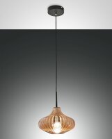 H&auml;ngelampe Bernstein E27 Glas rund &Oslash;26 cm Schwarz