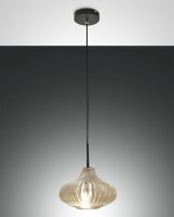 Pendelleuchte Glas Metall E27 blendarm &Oslash;26 cm Schwarz