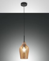 Pendelleuchte Bernstein E27 Glas rund &Oslash;18 cm Schwarz