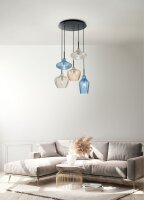 Pendelleuchte Azurblau Bernstein Champagner Glas E27