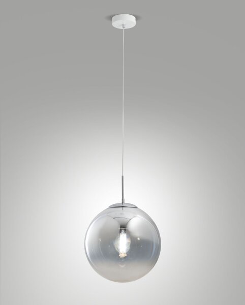 Hängelampe Chrom E27 Glas Weiß dimmbar Ø30 cm rund