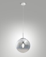 H&auml;ngelampe Chrom E27 Glas Wei&szlig; dimmbar &Oslash;30 cm rund