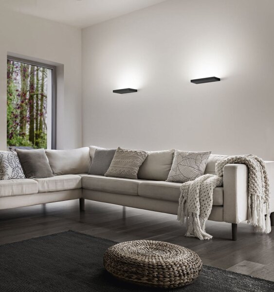 LED Wandleuchte Schwarz Metall 3000K T:13 cm 5092 lm