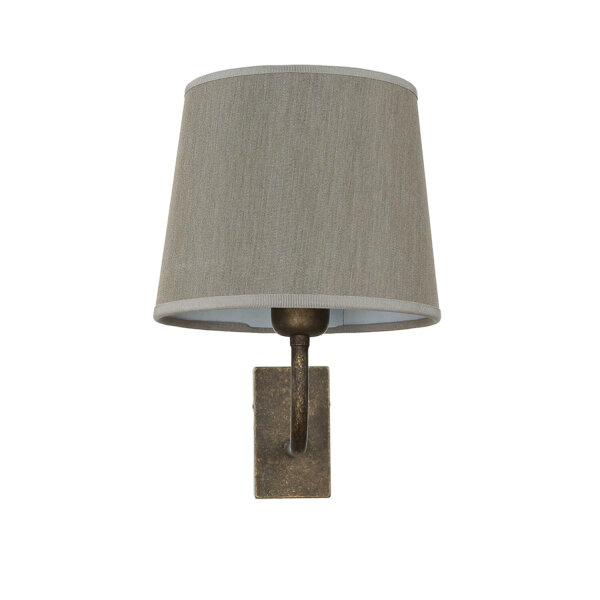 Messing Wandleuchte E27 Beige Stoff Schirm