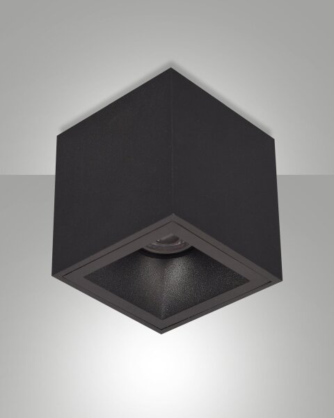 Deckenleuchte Aluminium GU10 Schwarz H:9,5 cm Zeitlos