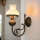 Wandlampe Weiß Glasschirm aus Echt-Messing Antik