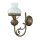 Wandlampe Weiß Glasschirm aus Echt-Messing Antik