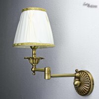 Wandlampe Stoffschirm Weiß aus Echt-Messing