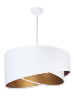 Pendelleuchte Wei&szlig; Gold &Oslash;50cm Stoff rund Esstisch