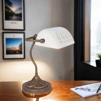 Exklusive Bankerlampe Messing in Bronze Antik Wei&szlig;