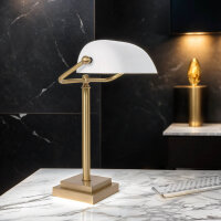 Designer Bankerleuchte in Bronze hell Weiß...