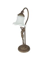 Design Tischleuchte in Bronze antik Echt-Messing Glas