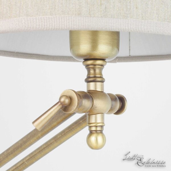 Tischlampe Bronze Hell Stoffschirm Snodo