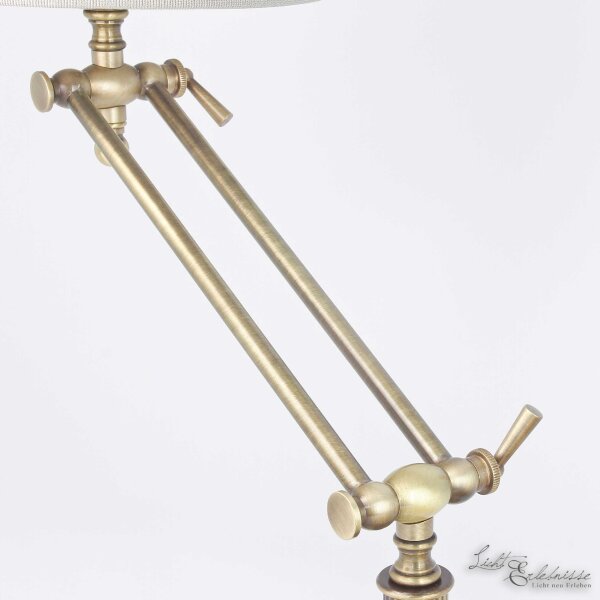 Tischlampe Bronze Hell Stoffschirm Snodo