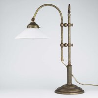Tischlampe Schreibtisch aus Messing Glas 49 cm E14 in Antik