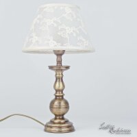 Tischlampe Weiß Stoffschirm Echt-Messing
