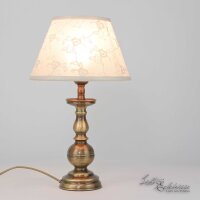 Tischlampe Weiß Stoffschirm Echt-Messing