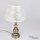 Tischlampe Weiß Stoffschirm Echt-Messing