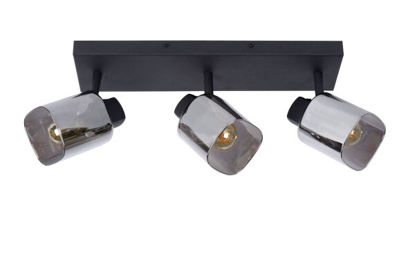 Deckenstrahler Metall Rauchglas 3-flammig E14 B:38 cm