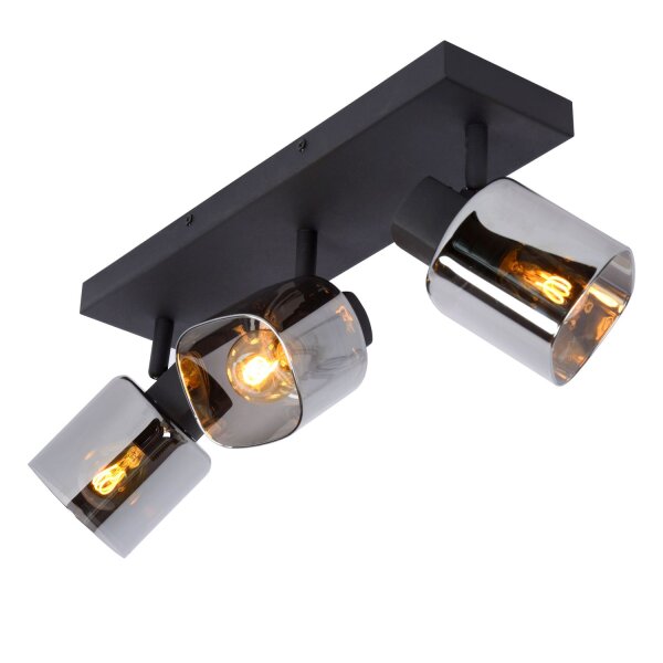 Deckenstrahler Metall Rauchglas 3-flammig E14 B:38 cm