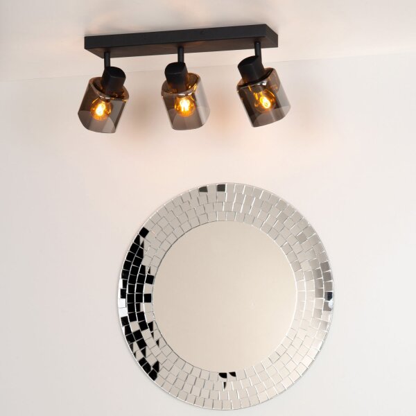 Deckenstrahler Metall Rauchglas 3-flammig E14 B:38 cm