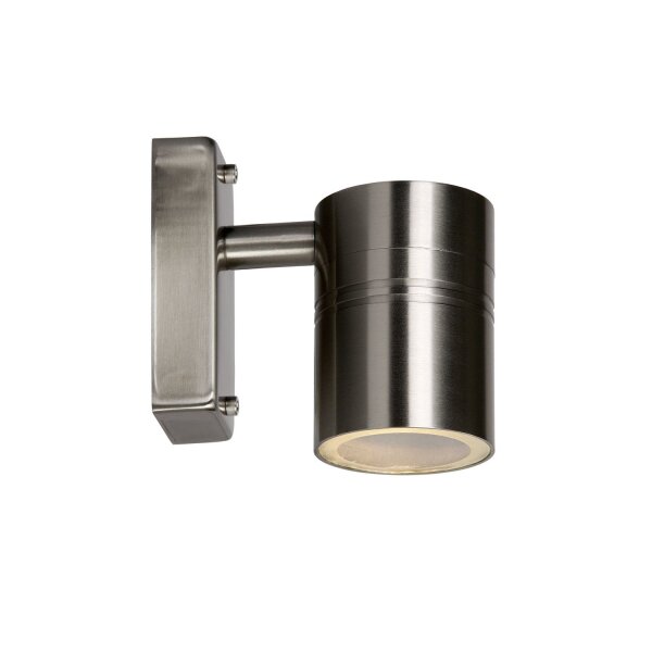 Wandleuchte Außen Stahl Chrom IP44 GU10 H:11 cm