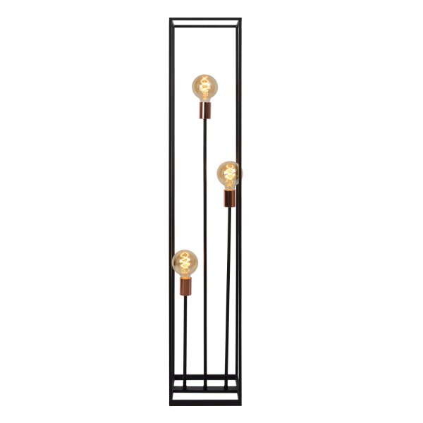 Stehlampe Metall Schwarz Kupfer 3-flammig E27 H:140 cm