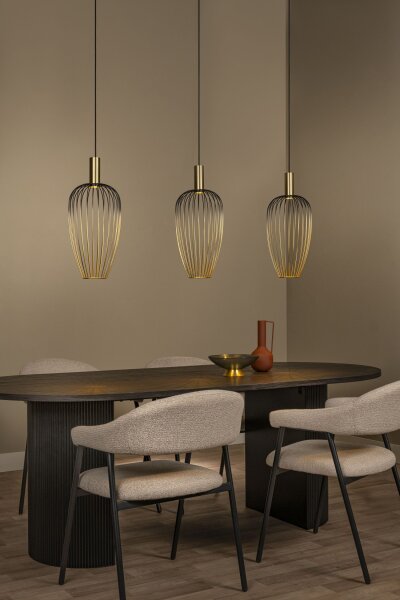 Pendelleuchte Metall Schwarz Gold 3-flammig GU10 115 cm