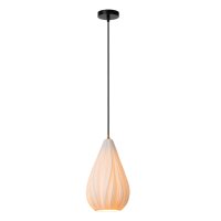 H&auml;ngelampe Porzellan Wei&szlig; Wellen E27 &Oslash;18,3 cm rund