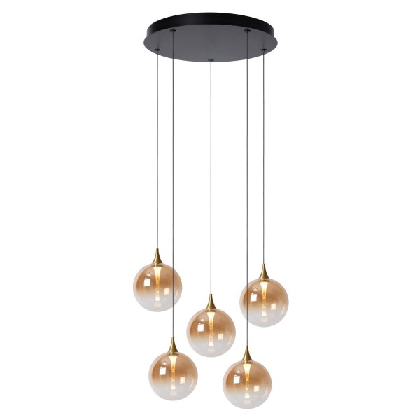 LED Hängelampe Glas Metall Bernstein 2700 K L:48 cm