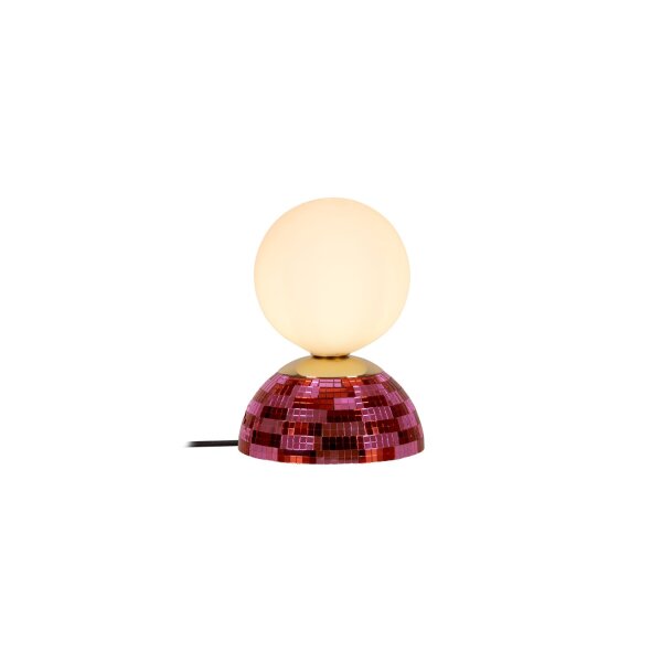 Tischleuchte Glas Rosa Weiß G9 H:18 cm Kugel edel
