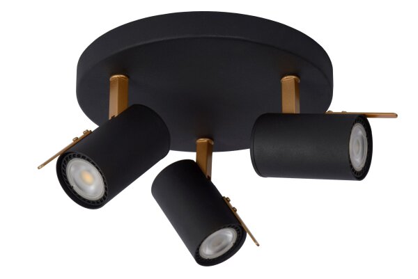 Deckenspot Metall Schwarz 3-flammig 2200 K L:23 cm