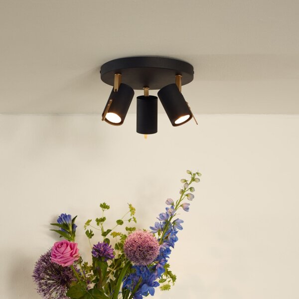 Deckenspot Metall Schwarz 3-flammig 2200 K L:23 cm