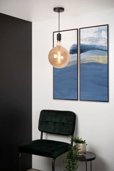 Vintage Pendelleuchte Schwarz E27 L:10 cm modern